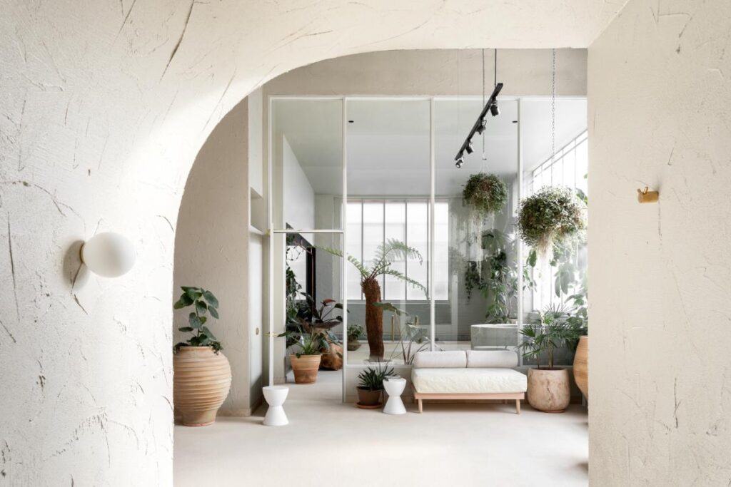 Modern industrial-style wellness space with exposed brick at Sense of Self Melbourne