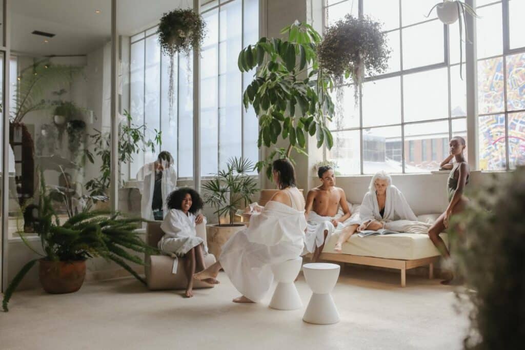 Woman relaxing in a warm pool area at Sense of Self Melbourne spa
